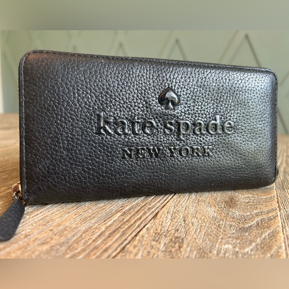 kate spade Handbags - Kate Spade Sienne Logo Pebbled Leather Ziparound Continental Wallet